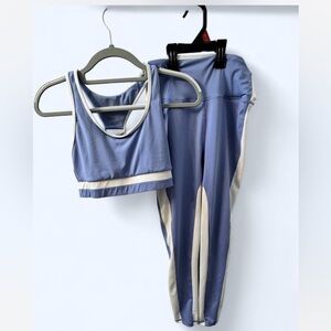Women's Blue and White Leggings Set